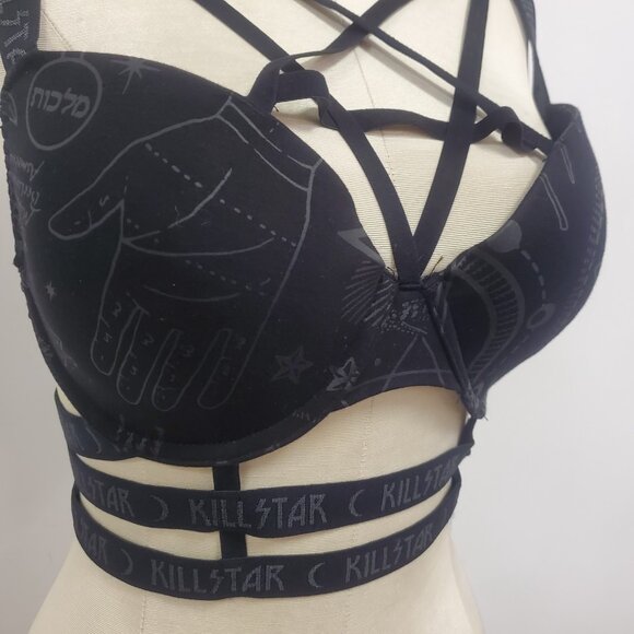 Killstar Womens Strappy Festival Bra Size XL Black Whimsigoth Devilcore Witchy - Picture 2 of 9